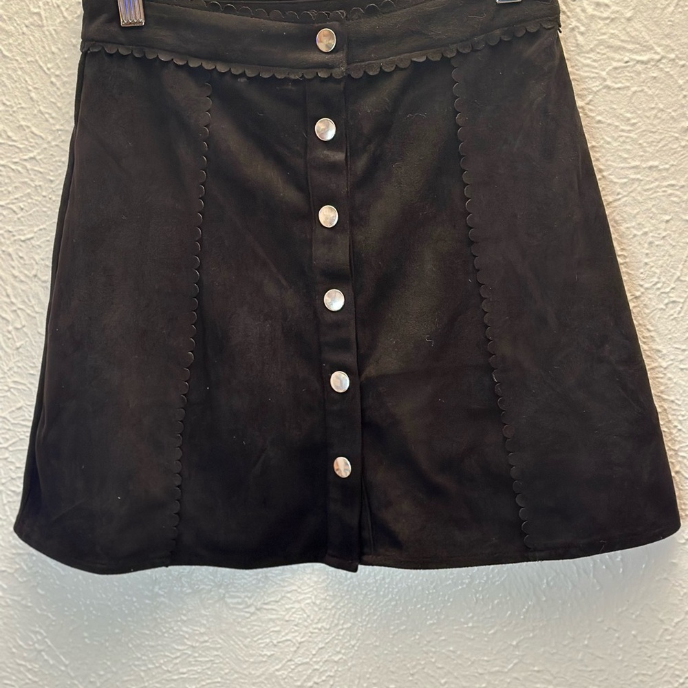Miami A-Line Button up Faux Suede Mini Skirt